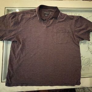 Men's Striped Polo Shirt - Maroon